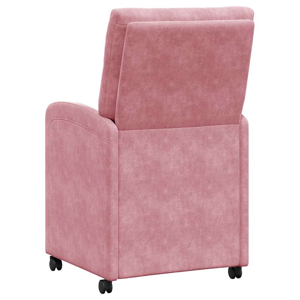 Eetstoelen met wielen 2 pcs Roze 58 x 67 x 97 cm Fluweel