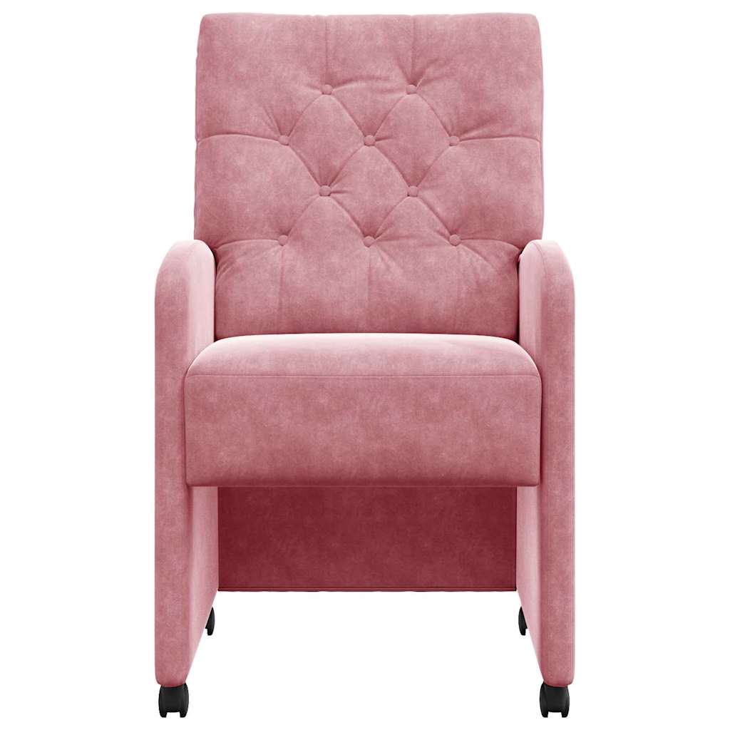 Eetstoelen met wielen 2 pcs Roze 58 x 67 x 97 cm Fluweel