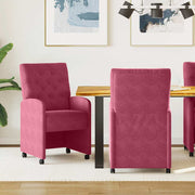 Eetkamerstoelen met wieltjes set van 2 wijnrood 58x67x97 cm