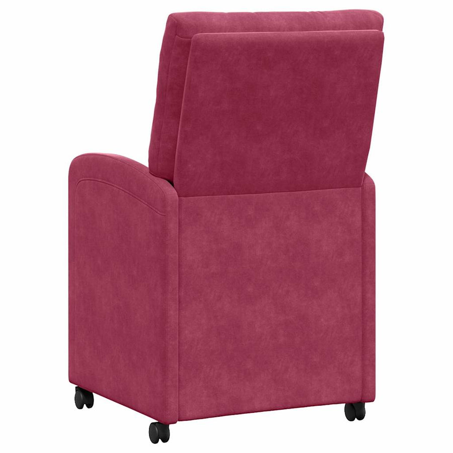 Eetstoelen met wielen 2 pcs Wijnrood 58 x 67 x 97 cm Fluweel