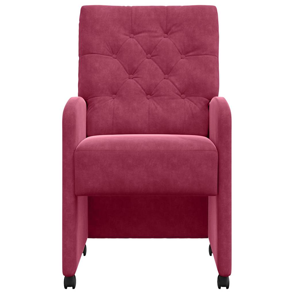 Eetstoelen met wielen 2 pcs Wijnrood 58 x 67 x 97 cm Fluweel