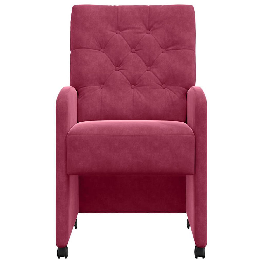 Eetstoelen met wielen 2 pcs Wijnrood 58 x 67 x 97 cm Fluweel