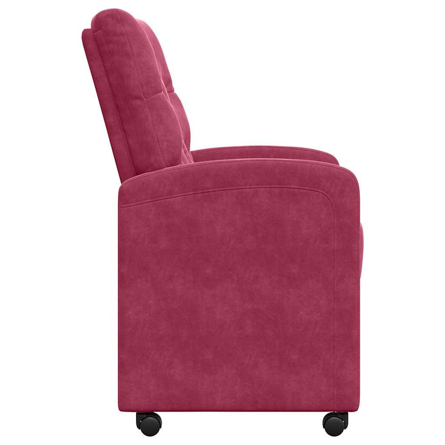 Eetstoelen met wielen 2 pcs Wijnrood 58 x 67 x 97 cm Fluweel