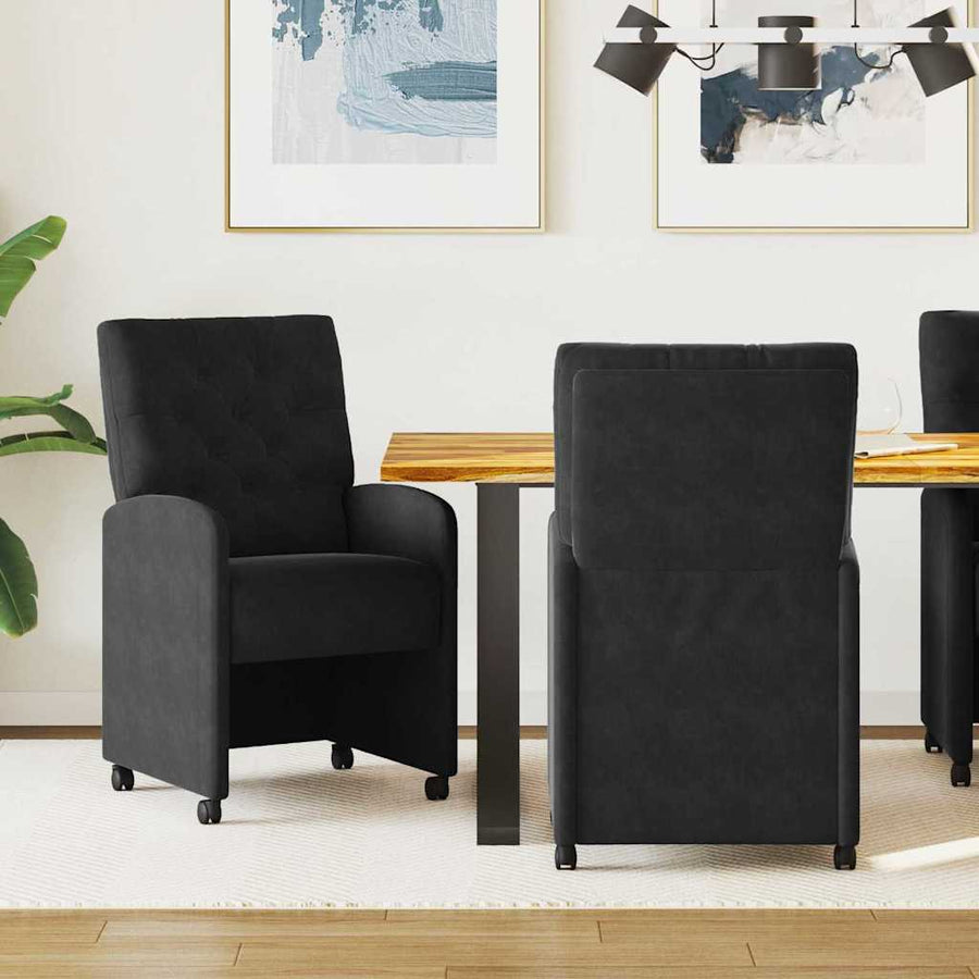 Eetstoelen met wielen 2 pcs Zwart 58 x 67 x 97 cm Fluweel