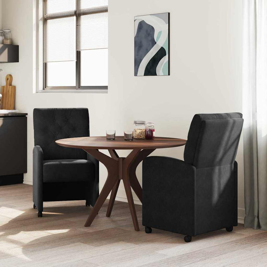 Eetstoelen met wielen 2 pcs Zwart 58 x 67 x 97 cm Fluweel