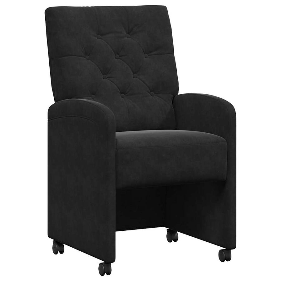 Eetstoelen met wielen 2 pcs Zwart 58 x 67 x 97 cm Fluweel