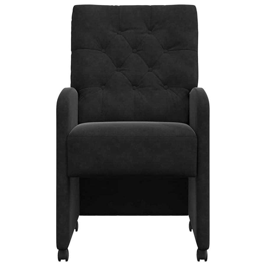 Eetstoelen met wielen 2 pcs Zwart 58 x 67 x 97 cm Fluweel