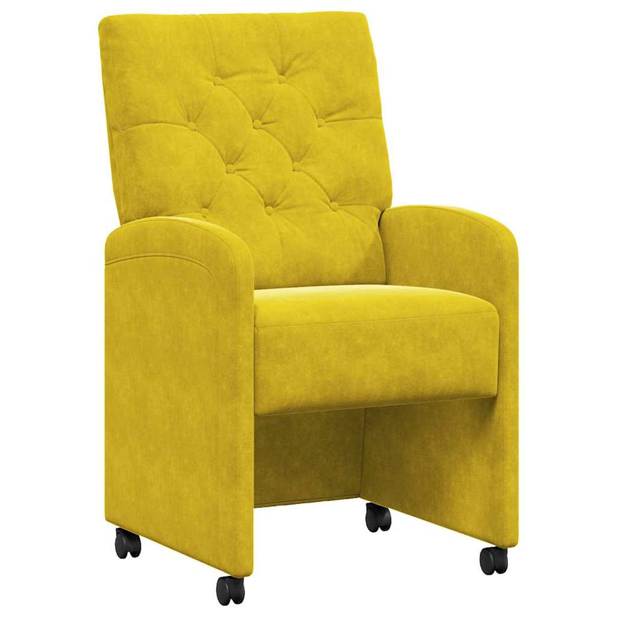 Eetstoelen met wielen 2 pcs Geel 58 x 67 x 97 cm Fluweel