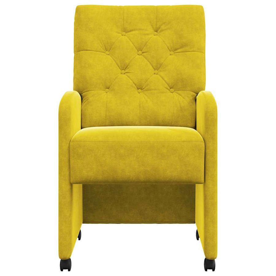 Eetstoelen met wielen 2 pcs Geel 58 x 67 x 97 cm Fluweel
