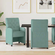 Eetkamerstoelen 2 stuks zeegroen met wieltjes 58x67x97 cm