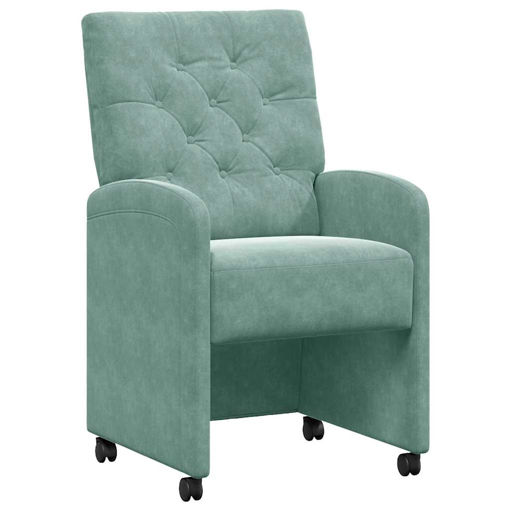 Eetstoelen met wielen 2 pcs Zeegroen 58 x 67 x 97 cm Fluweel