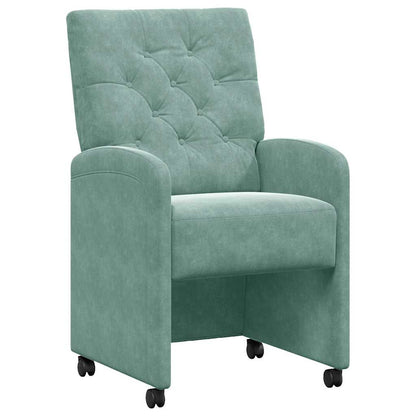 Eetstoelen met wielen 2 pcs Zeegroen 58 x 67 x 97 cm Fluweel
