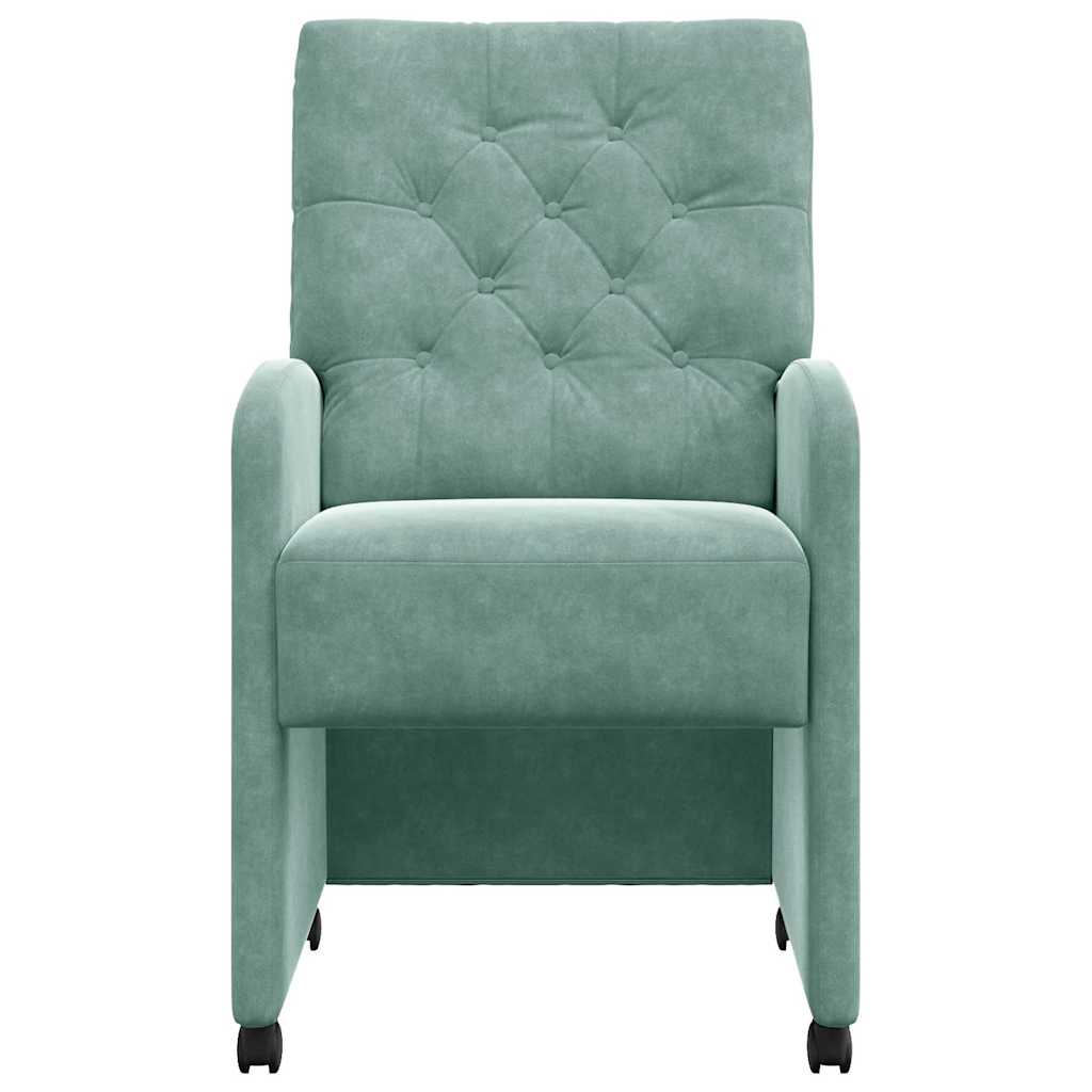 Eetstoelen met wielen 2 pcs Zeegroen 58 x 67 x 97 cm Fluweel