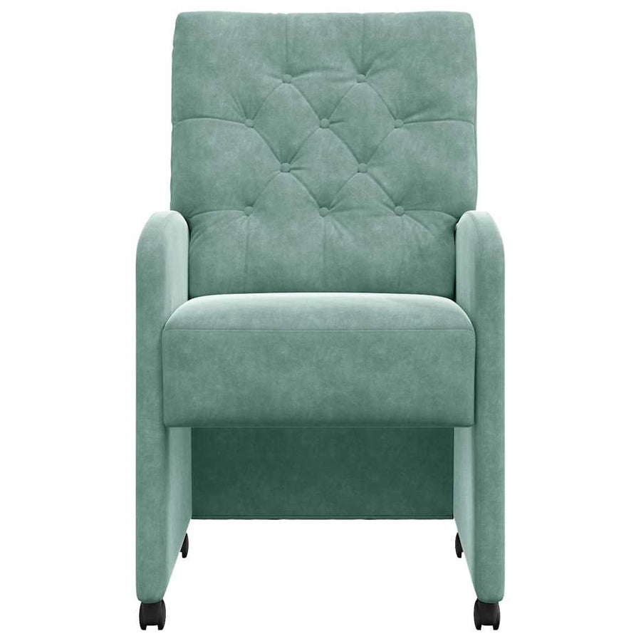 Eetstoelen met wielen 2 pcs Zeegroen 58 x 67 x 97 cm Fluweel