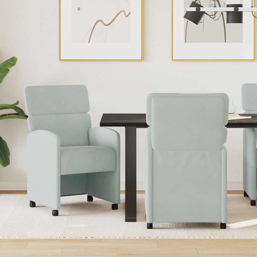 Eetstoelen met wielen 2 pcs Lichtgrijs 58 x 65 x 98 cm Fluweel