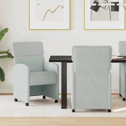 Eetstoelen met wielen 2 pcs Lichtgrijs 58 x 65 x 98 cm Fluweel