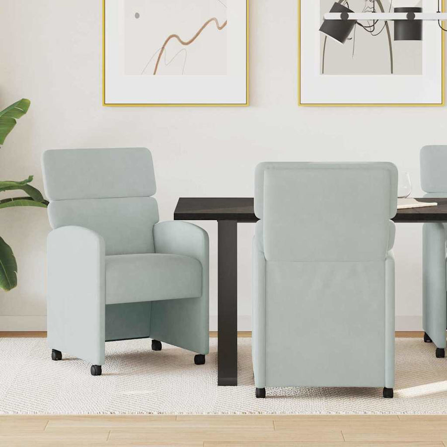 Eetstoelen met wielen 2 pcs Lichtgrijs 58 x 65 x 98 cm Fluweel