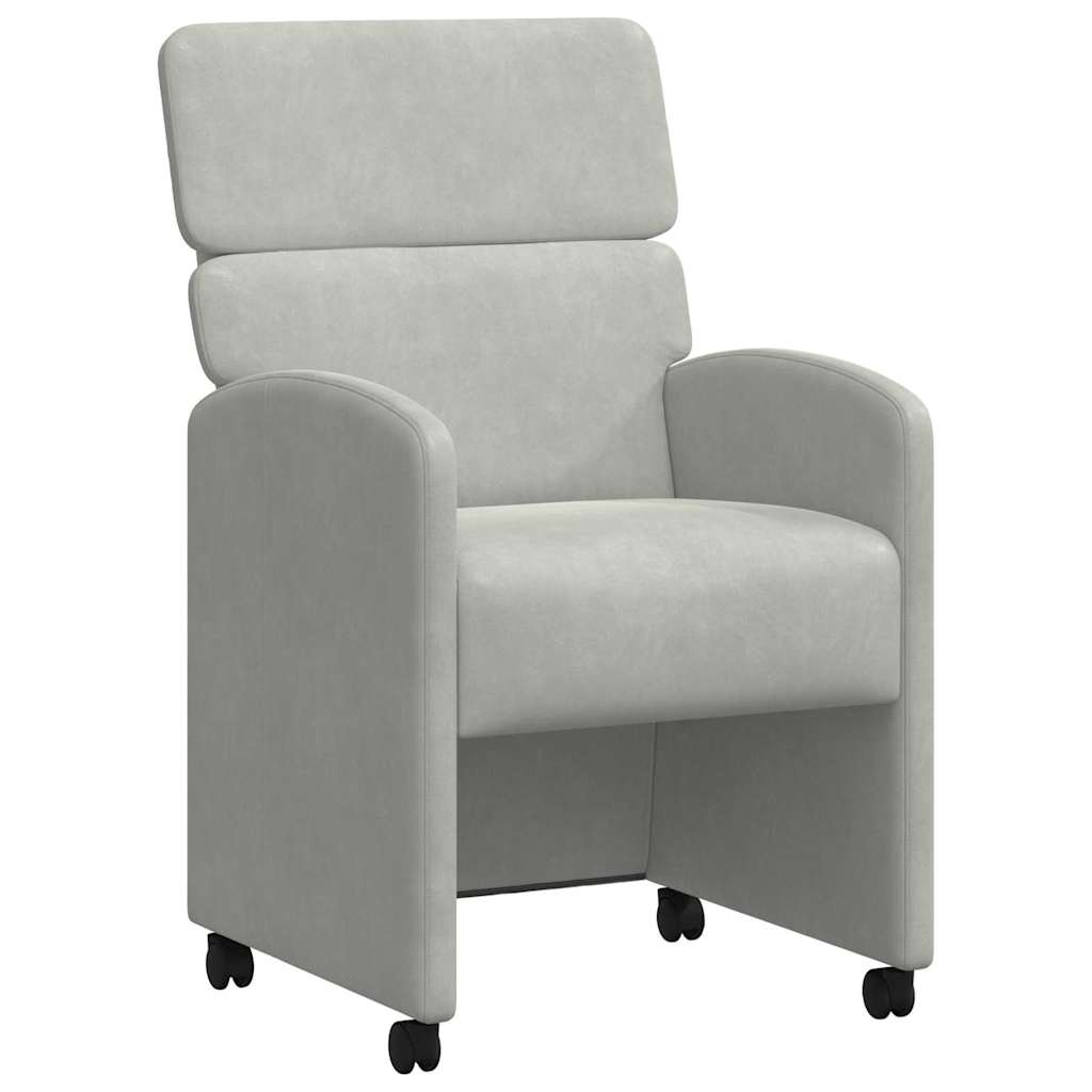 Eetstoelen met wielen 2 pcs Lichtgrijs 58 x 65 x 98 cm Fluweel