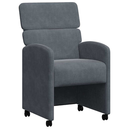 Eetstoelen met wielen 2 pcs Donkergrijs 58 x 65 x 98 cm Fluweel