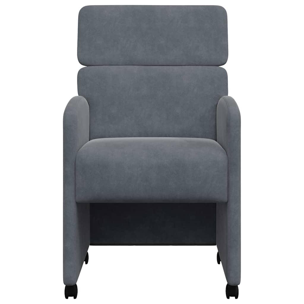 Eetstoelen met wielen 2 pcs Donkergrijs 58 x 65 x 98 cm Fluweel