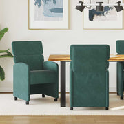 Eetkamerstoelen 2 stuks donkergroen fluweel met wielen