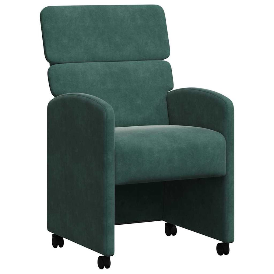 Eetstoelen met wielen 2 pcs Donkergroen 58 x 65 x 98 cm Fluweel