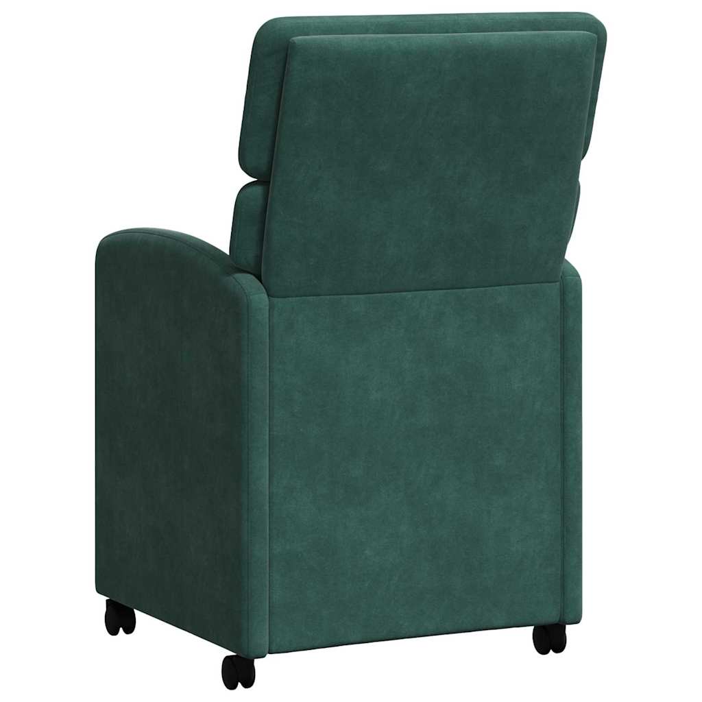 Eetstoelen met wielen 2 pcs Donkergroen 58 x 65 x 98 cm Fluweel