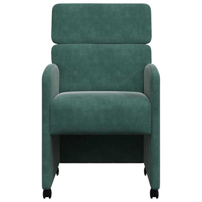 Eetstoelen met wielen 2 pcs Donkergroen 58 x 65 x 98 cm Fluweel