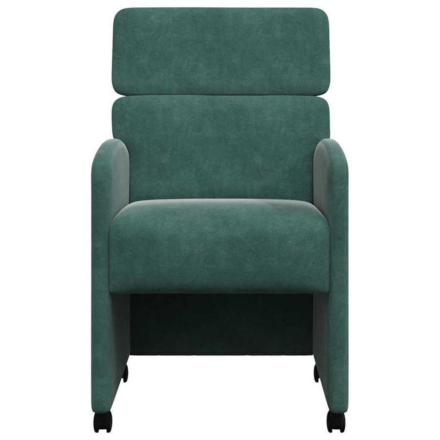 Eetstoelen met wielen 2 pcs Donkergroen 58 x 65 x 98 cm Fluweel