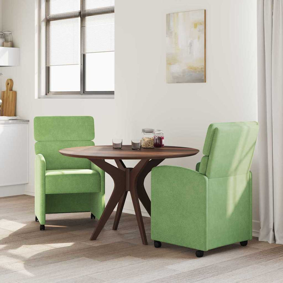 Eetstoelen met wielen 2 pcs Lichtgroen 58 x 65 x 98 cm Fluweel