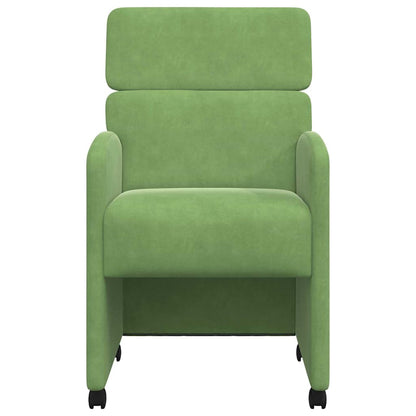 Eetstoelen met wielen 2 pcs Lichtgroen 58 x 65 x 98 cm Fluweel