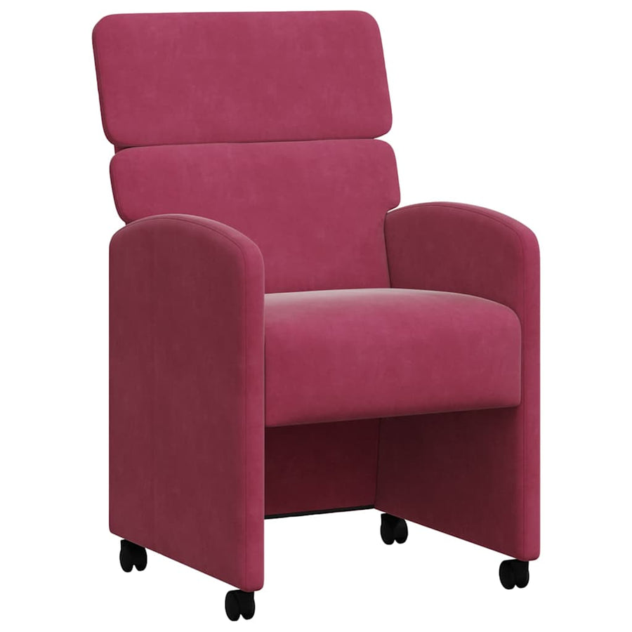 Eetstoelen met wielen 2 pcs Wijnrood 58 x 65 x 98 cm Fluweel