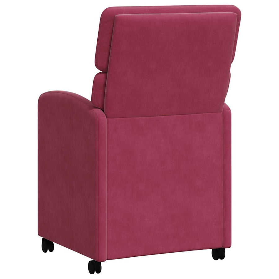 Eetstoelen met wielen 2 pcs Wijnrood 58 x 65 x 98 cm Fluweel