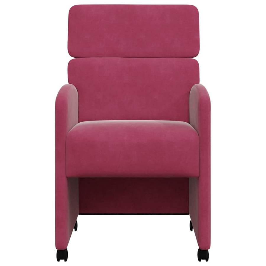 Eetstoelen met wielen 2 pcs Wijnrood 58 x 65 x 98 cm Fluweel