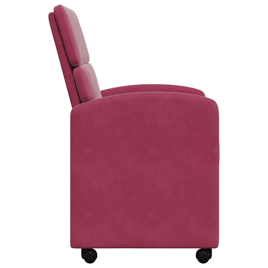 Eetstoelen met wielen 2 pcs Wijnrood 58 x 65 x 98 cm Fluweel
