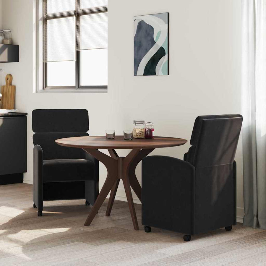Eetstoelen met wielen 2 pcs Zwart 58 x 65 x 98 cm Fluweel