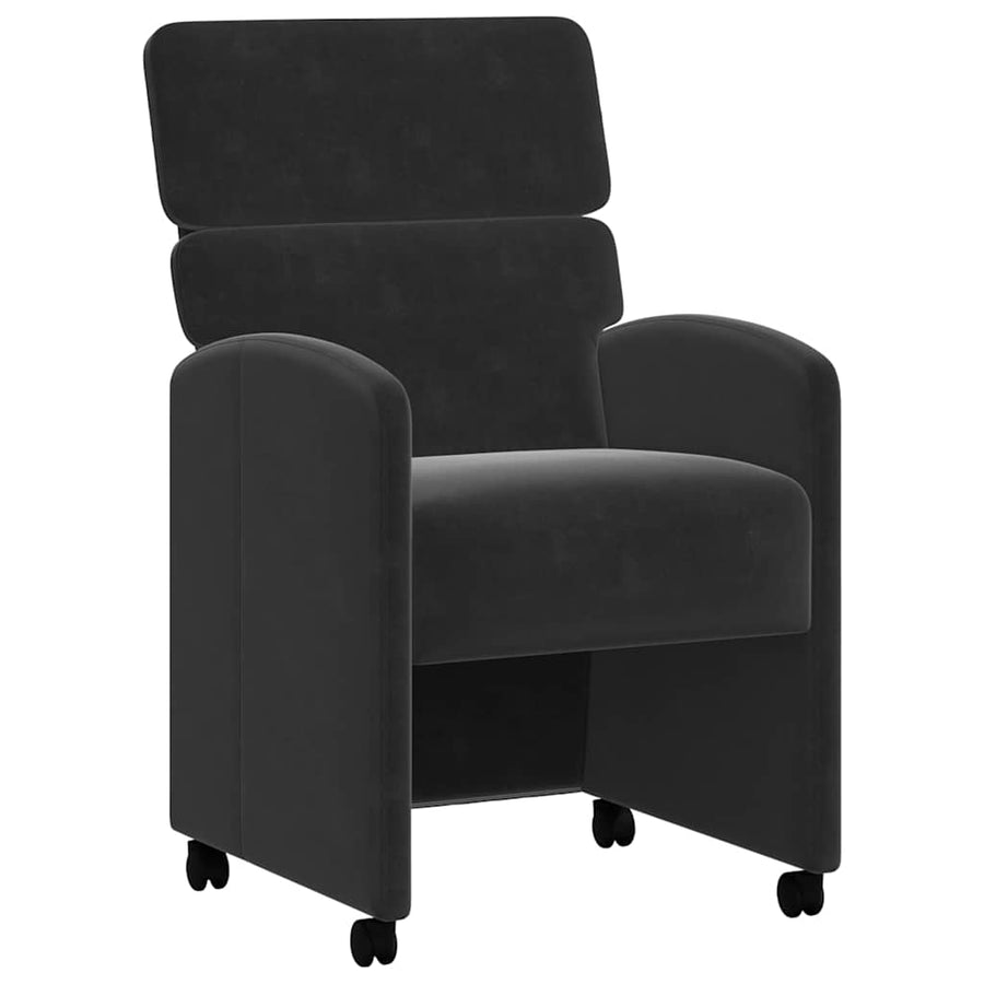 Eetstoelen met wielen 2 pcs Zwart 58 x 65 x 98 cm Fluweel