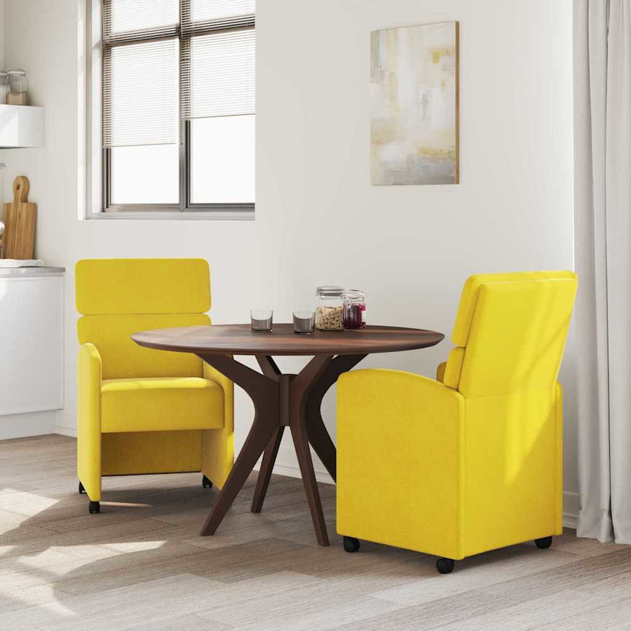 Eetstoelen met wielen 2 pcs Geel 58 x 65 x 98 cm Fluweel