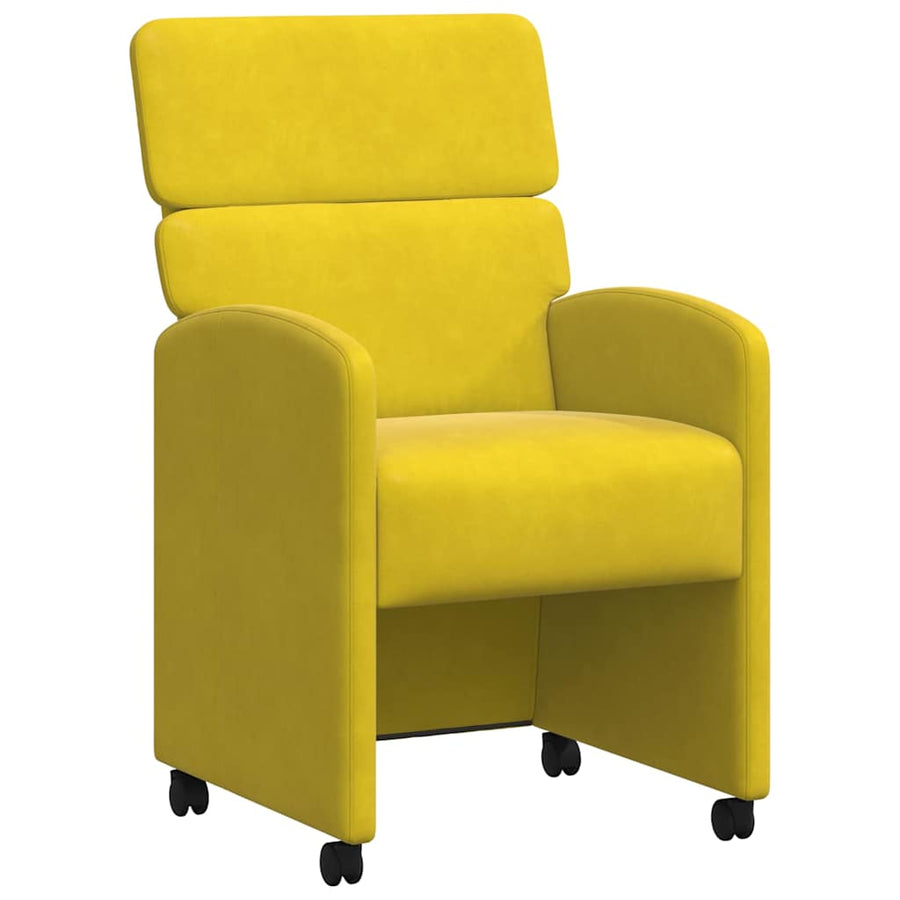 Eetstoelen met wielen 2 pcs Geel 58 x 65 x 98 cm Fluweel