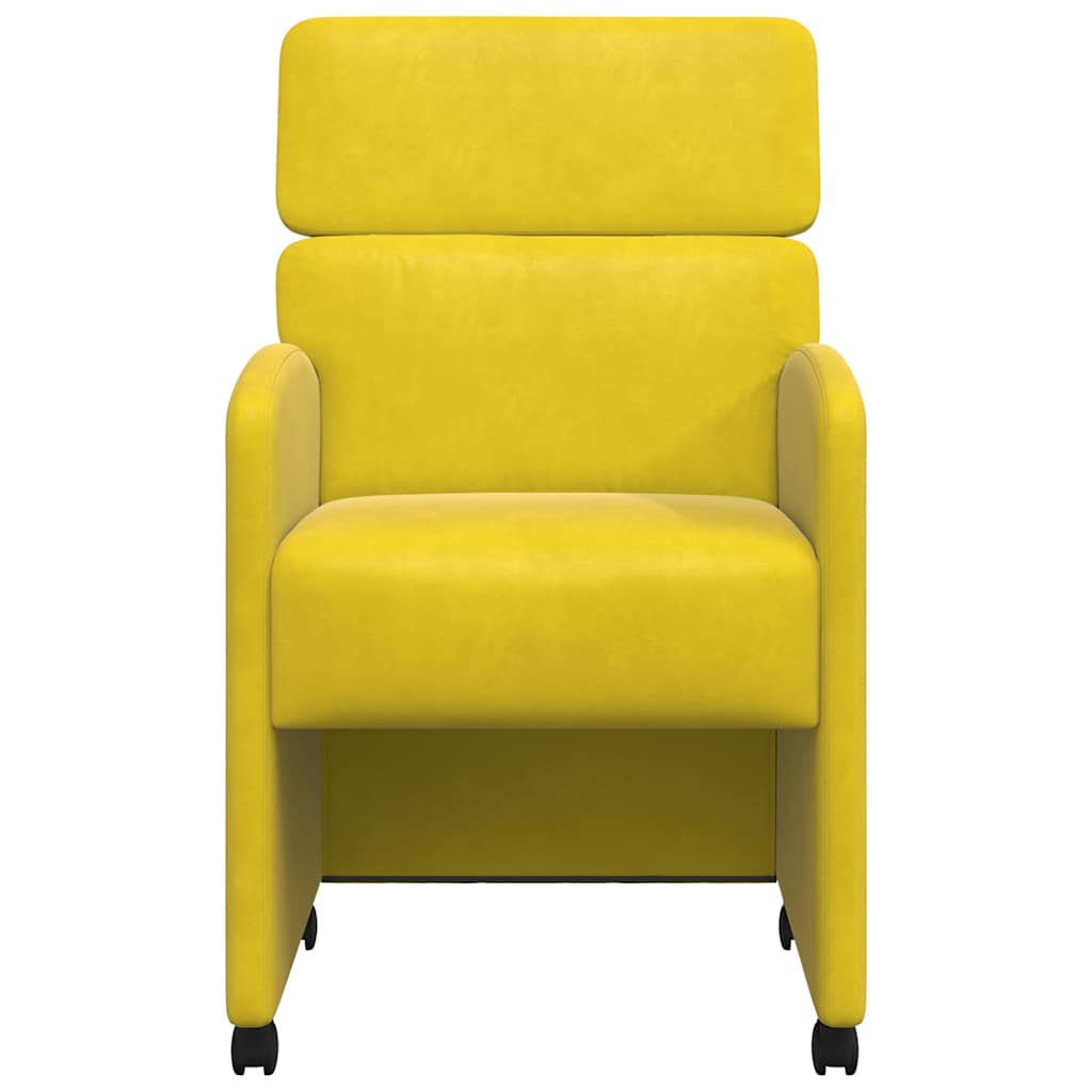 Eetstoelen met wielen 2 pcs Geel 58 x 65 x 98 cm Fluweel