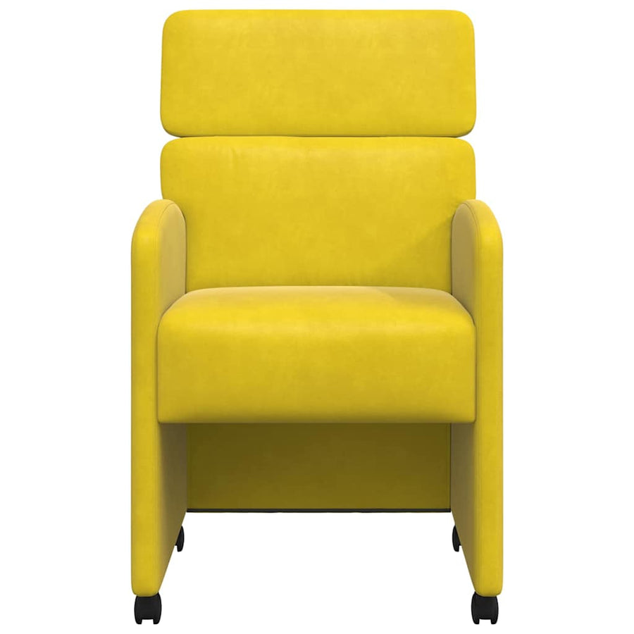 Eetstoelen met wielen 2 pcs Geel 58 x 65 x 98 cm Fluweel