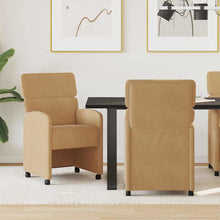 Eetstoelen met wielen 2 pcs Bruin 58 x 65 x 98 cm Fluweel