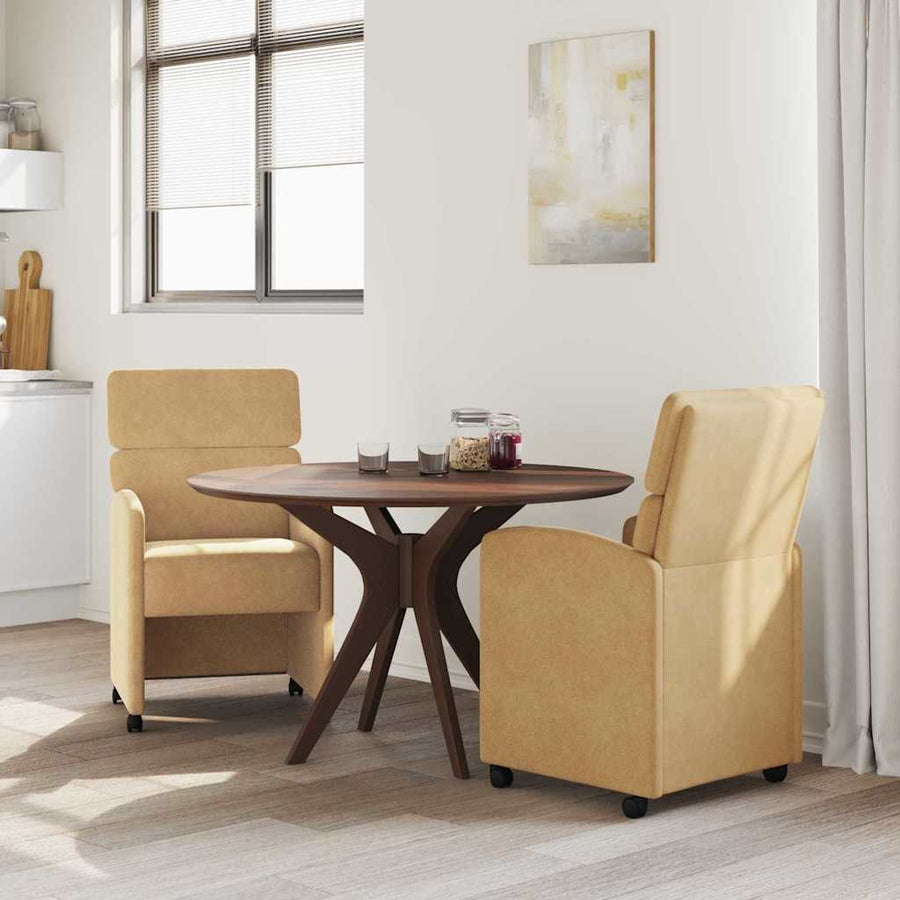Eetstoelen met wielen 2 pcs Bruin 58 x 65 x 98 cm Fluweel