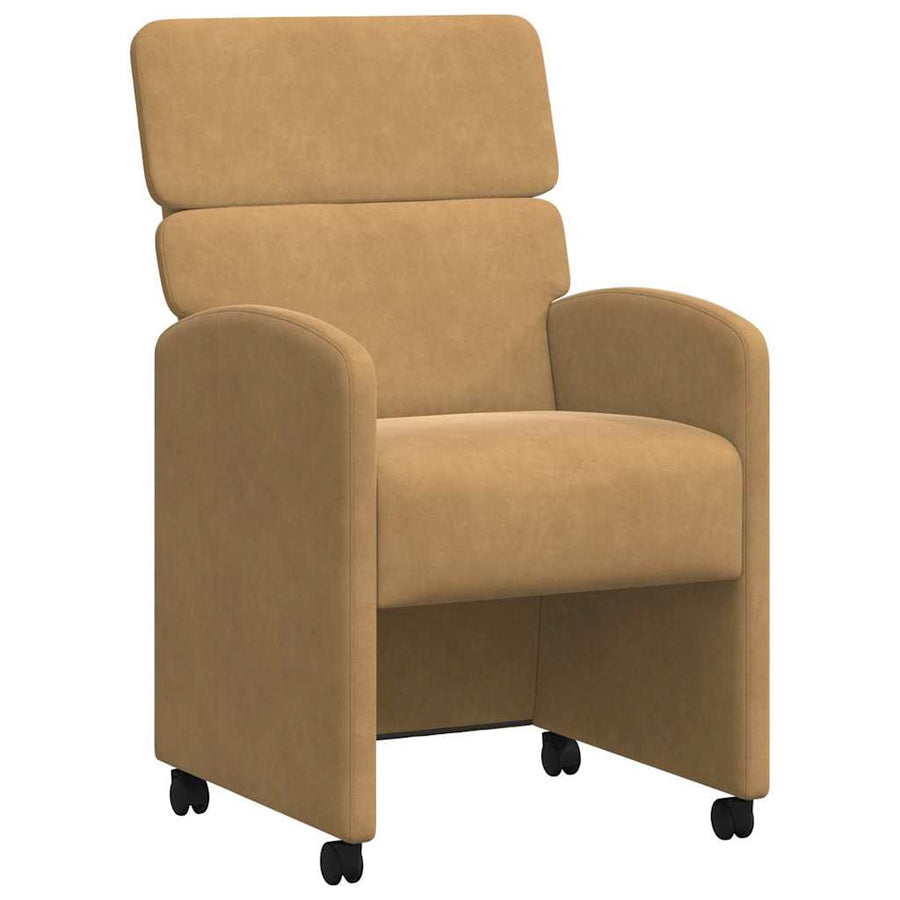 Eetstoelen met wielen 2 pcs Bruin 58 x 65 x 98 cm Fluweel