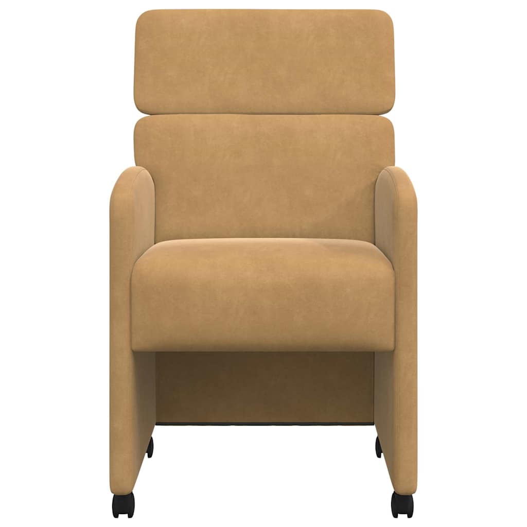 Eetstoelen met wielen 2 pcs Bruin 58 x 65 x 98 cm Fluweel