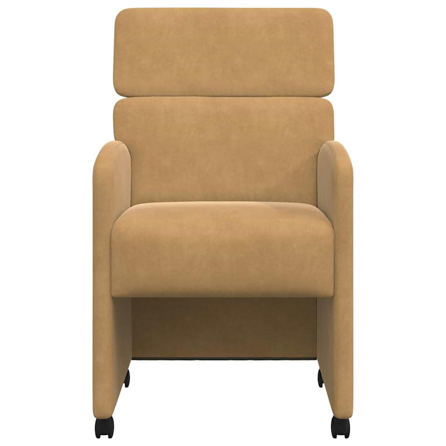 Eetstoelen met wielen 2 pcs Bruin 58 x 65 x 98 cm Fluweel