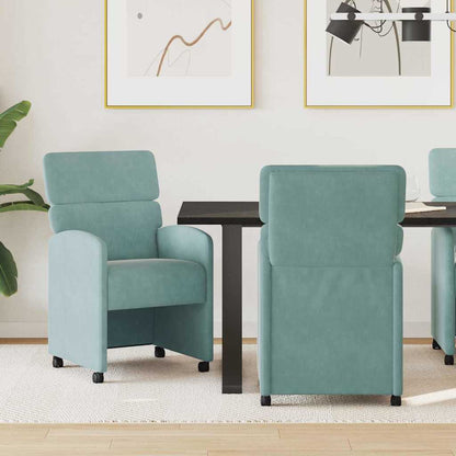 Eetstoelen met wielen 2 pcs Zeegroen 58 x 65 x 98 cm Fluweel