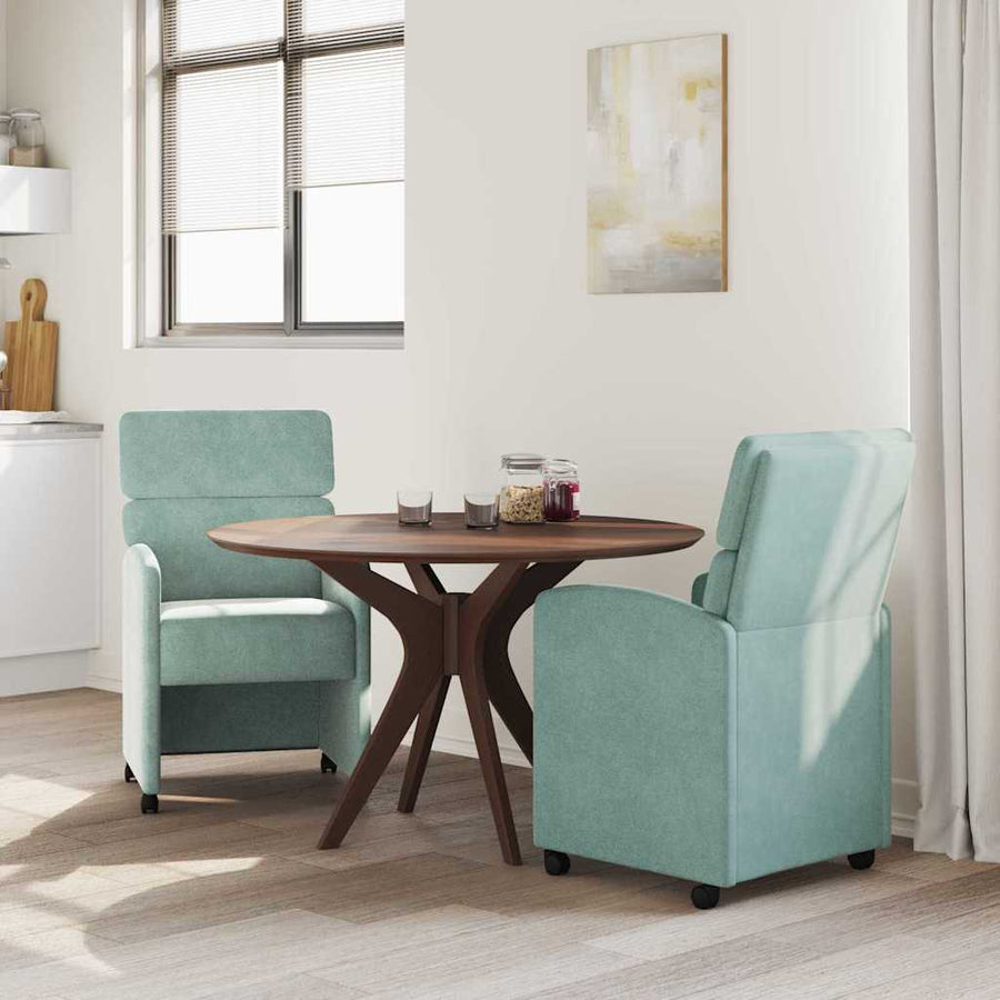 Eetstoelen met wielen 2 pcs Zeegroen 58 x 65 x 98 cm Fluweel