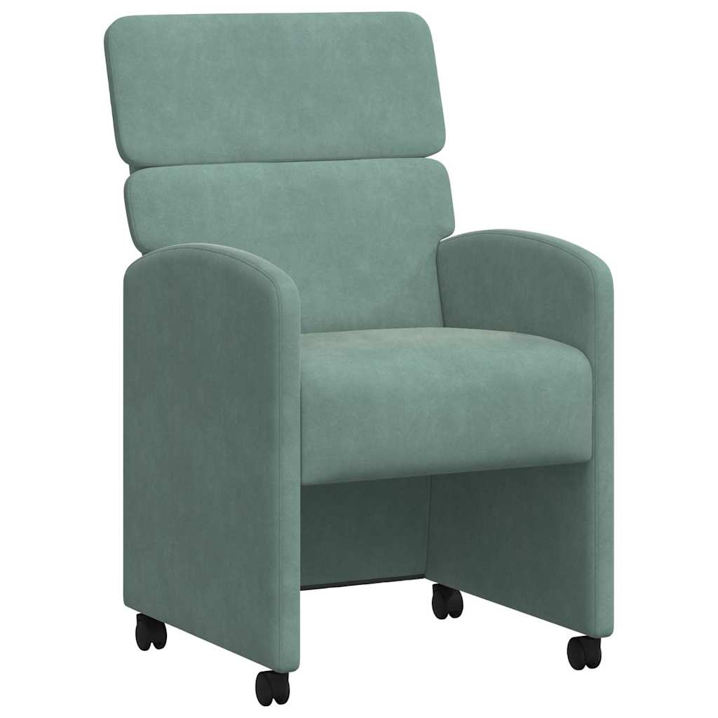 Eetstoelen met wielen 2 pcs Zeegroen 58 x 65 x 98 cm Fluweel