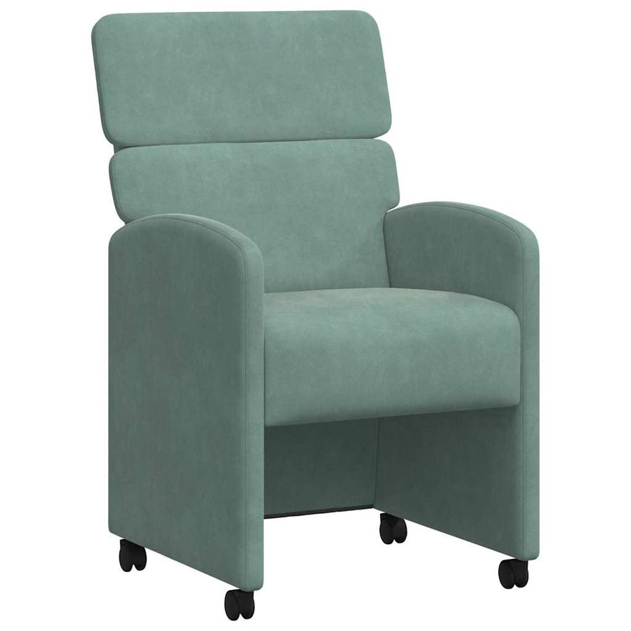 Eetstoelen met wielen 2 pcs Zeegroen 58 x 65 x 98 cm Fluweel